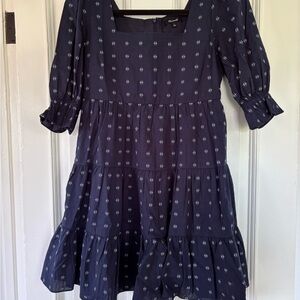 Madewell Dark Blue Dress with White and Yellow Accents